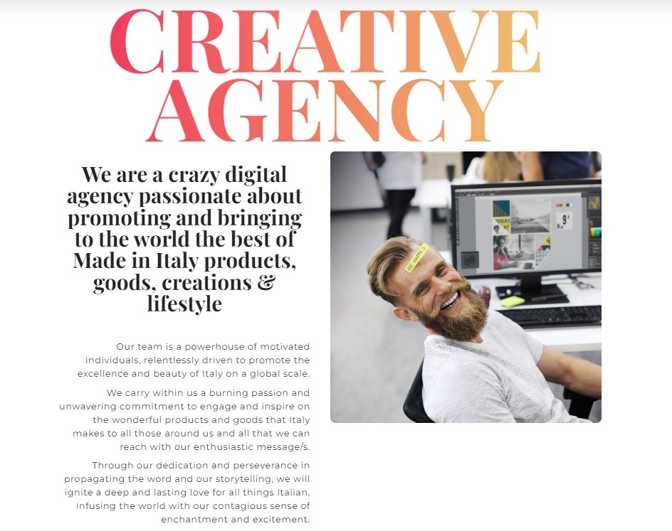 Creative agency _for Made in Italy Marketplace clients Creative agency _for Made in Italy Marketplace clients