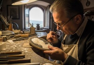 Italian Artisan Torre del Greco _ Carving a Cameo Italian Artisan Torre del Greco _ Carving a Cameo